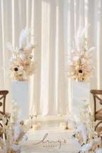 Ling's moment Christmas Decor, 41" Tall Fall Free Standing Artificial Flowers Arrangements 2pcs Wedding Arch Altar Stage Decorations White Beige for Ceremony Reception Rose Fake Floral Party