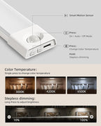 EZVALO 3 Pack 7” Motion Sensor Light Indoor, Wireless Under Cabinet Lighting, 30 LED Rechargeable Closet Lights, Dimmable, 3 Color Temperatures, Counter Lights for Wardrobe, Pantry, Bedroom, Kitchen
