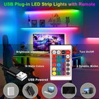 HOUHUI LED Strip Lights Kit, 2x6.56Ft RGB LED Lights Strip for 40-60in TV LED Backlight, Color Changing Strip Light Waterproof IP65 with Remote, USB TV Lights Bias Lighting for Home PC Monitor Desk