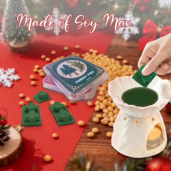 Winter Scented Wax Melts,Christmas Soy Wax Melts for Wax Warmer,Strong Mix Fragrance,Forest Pine,Spiced Cider,Gingerbread Cupcake,Snowflake Peppermint Candle Melts Decor Gift,2.1oz(8 Pack)