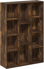 Furinno LUDER Book Shelf, 11-Cube Bookshelf, Reversible Bookcase, 9.4" x 29.1" x 41.7", for Living Room, Bedroom, Home Office, Amber Pine
