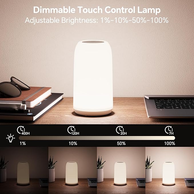 Outdoor Cordless Table Lamps Rechargeable, Touch Lamp [Sleek Design & RGB Mode] 4-Level Brightness Outdoor Lamps for Patio, LED Lamp Multi-Color Smart Nightstand Lamp for Outdoor Table lamp