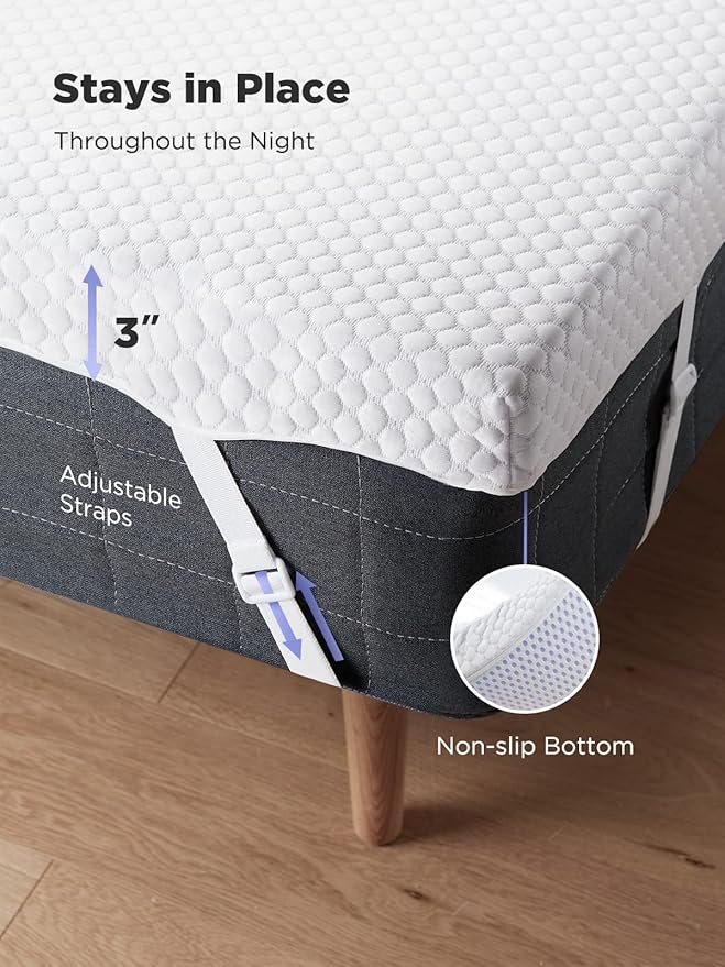 PERLECARE 3 Inch Mattress Topper King - Gel Memory Foam for Pressure Relief, Premium Soft Cooling Sleep, Non-Slip Design with Removable & Washable Cover, CertiPUR-US Certified