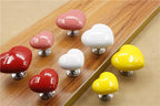 HUAMULAN 8PCS Heart Shape Glossy Ceramic Knobs Cabinet Dresser Pulls Door Handles Cupboard Wardrobe Drawer Backplate,Big Size Yellow