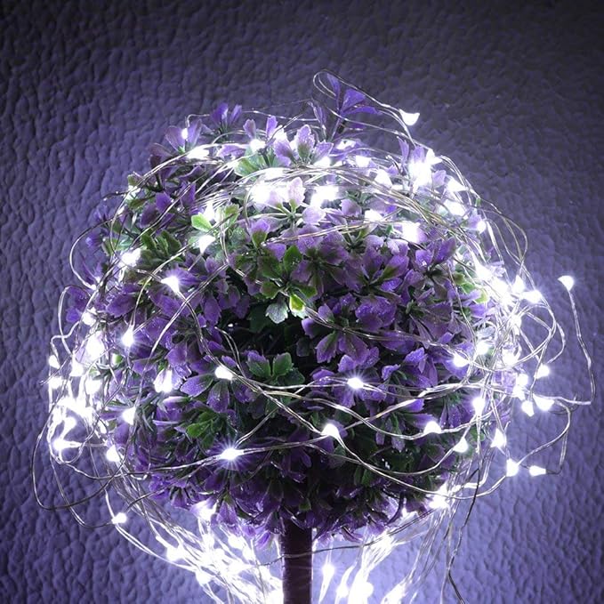 [10-Pack] LED String Lights, 6.6FT LED Moon Lights 20 Led Micro Lights On Silver Copper Wire (Batteries Include) for DIY Wedding Centerpiece, Table Decoration, Party (Cool White)