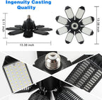 Garage Lighting - 80000LM Super Bright 6500K Garage Lights Ceiling Led w/ 8 Deformable Panels Compatible for E26/E27 Screw in Garage Light Bulb for Shops Barn Basement Attic - 4Pack
