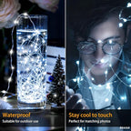 VOOKRY 32 Pcs Fairy Lights Battery Operated String Lights - 10 ft 30 LEDs Waterproof Silver Wire Mini Firefly Starry Moon Lights for DIY Crafts Wedding Party Table Centerpieces Christmas(Cool White)