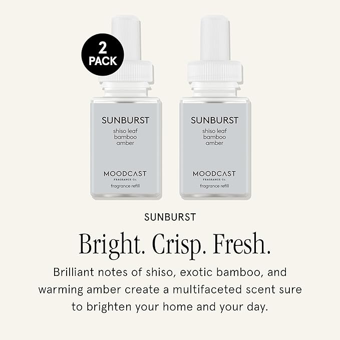 Pura & Moodcast Home Scent Refill - Smart Home Air Diffuser - Up to 120-Hours of Luxury Fragrance per Refill - Spring & Summer Fragrance - 2 Pack, Sunburst