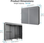 VIPEK V5C Medium Covered Clothes Rack Heavy Duty Portable Closet Wardrobe, Freestanding Black Clothing Rack with Grey Upgarded Polyester Cover, Adjustable Custom Closet Rack, 57.9" Lx17.3 Wx76.4 H