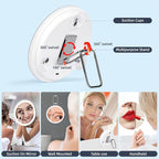 Lighted 10X Magnifying Mirror, 3 Color Modes Dimming Light, 6inch Large Rechargeable Magnified Mirror with 3 Suction Cups & 360° Stand, High Magnification Makeup Mirror with Tweezers & Scissors