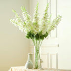 24 Pcs White Delphinium Artificial Flower 35.4'' Long Larkspur Stem White Fake Faux Silk Flowers Bulk for Tall Vase Floral Arrangements Home Centerpiece Table Wedding Decor