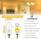 hansang Candelabra LED Bulbs,60 Watt Equivalent,600LM Warm White 2700K,Type B Light Bulb,E12 Small Base,Decorative Chandelier Bulb,Ceiling Fan Bulbs,Non-Dimmable,Pack of 6