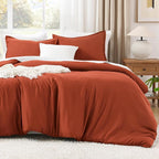 Litanika Burnt Orange California King Comforter Set - 3 Pieces Terracotta Cal King Lightweight Soft Solid Bed Comforter, Oversized Fluffy Quilt Blanket Bedding Set (104x96In, 2 Pillowcases)