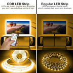 DAYBETTER COB Led Strip Light, Led Light Strips with Remote and App, 16.4 ft 3000K Dimmable Warm White Led COB Light Strip, Indoor COB Led Lights for Bedroom, TV, Mirror, Ceiling, Cabinet, Closet