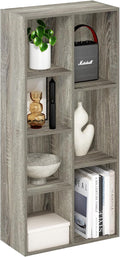 Furinno LUDER Book Shelf, 7-Cube Bookshelf, Bookcase, 9.4" x 19.5" x 41.7", for Living Room, Bedroom, Home Office, French Oak