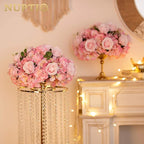NUPTIO Flower Balls for Wedding Centerpieces - 2 Pcs 15.7 inch Diameter Fake Flower Ball Arrangement Bouquet Party Centerpieces for Tables - Pink Rose Bouquet Centerpiece Flowers for Wedding Table