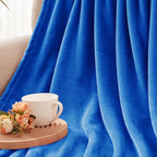 Exclusivo Mezcla Extra Large Fleece Throw Blanket for Couch, Sofa, 300GSM Super Soft and Warm Blankets, Cobalt Blue Throw All Season Use, Cozy, Plush, Lightweight, 50x70 Inches