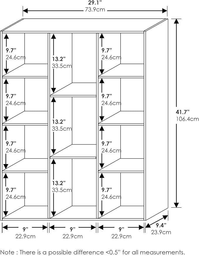 Furinno LUDER Book Shelf, 11-Cube Bookshelf, Reversible Bookcase, 9.4" x 29.1" x 41.7", for Living Room, Bedroom, Home Office, White/Green