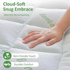 Bioeartha Cooling Mattress Topper Twin – Extra Soft Pillow Top Mattress Pad, Breathable Viscose Made from Bamboo Mattress Protector for Back Pain Relief, Deep Pocket Cover Fits 8–21 Inch