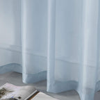 DUALIFE Dusty Blue Sheer Curtains 84 Inch Length for Living Room Decor Set of 2 Panels Grommet Window Look Semi Sheer Transparent Sheer Curtains for Bedroom 52x84 Inches Long Stone Blue