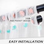 MYSKY HOME Rainbow Pom Pom Curtains Nursery Curtains for Girls Bedroom 63 Inch Length Long Window White Sheer Curtains for Kids Room Rod Pocket Farmhouse Window Drapes 2 Sets 38" x 63"