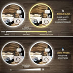 Wall-Mounted LED Round Bathroom Mirror, Makeup Mirror (24 inches x 24 inches,) 3 Color Stepless Dimmable Memory Bathroom Vanity Mirror with Lights CRI90+ 3000-6400K Smart Mirror with Touch