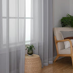 Chyhomenyc Light Grey Sheer Curtains 63 Inch Length 2 Panels, Light Filtering Airy Rod Pocket Window Curtain Treatment Drapes for Bedroom Living, Each 42Wx63L Inches