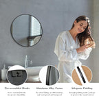 Sweetcrispy 20in Round Bathroom Mirrors for Wall, Bathroom Mirrors for Over Sink, Wall Decor for Bathroom, Entryway, Bedroom, Vanity, Classical Black