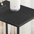 HOOBRO Side Table with Charging Station, End Table with USB Port and Outlets, Nightstand with 2-Layer Storage Shelves for Small Spaces, Living Room, Bedroom, Black BK09UBZ01