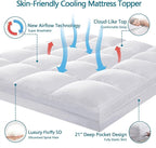 CHOKIT Twin Mattress Topper, Extra Thick Pillow Top Mattress Pad for Back Pain Relief, Cooling Bed Topper Mattress Cover with 8-21 Inch Deep Pocket