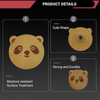 6PCS Wooden Panda Shaped Cabinet Knobs, Cabinet Handles, Single Hole Beech Wood Handles, Wood Hooks with Full Set of Screw Accessories