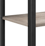 Yaheetech Tall End Table Set of 2, 18x14x29.5 inch Industrial Side Table with Strong Wooden Shelves, 2PCS Slim 3-Tier Telephone Table with Metal Frame for Living Room, Small Places - Gray