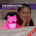 Lumipets Fiona The Fox Squishy Night Light for Kids | Silicone Mood Lamp with Tap & Remote Control | Rechargeable Color Changing Animal NightLight for Boys & Girls | Portable Nightlight with USB Cord