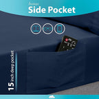 DREAMCARE California King Sheet Sets - Cooling Bed Sheets - 4pcs Set - up to 15" Deep Pocket Cal King Sheets - California King Sheets - Soft & Lasting 100% Brushed Polyester with Side Pocket - N Blue