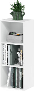 Furinno LUDER Book Shelf, 3-Cube Bookshelf, Bookcase, 9.3" x 12" x 31.5", for Living Room, Bedroom, Home Office, White