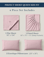 LANE LINEN RV Queen Sheets Set - 100% Organic Cotton Camper Sheet Sets 15" Deep Pocket Fitted (Short Sepia Rose)