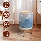 Small Trash Can with Lid Mountains Landscape Scandinavian Style Hand Drawn Seamless Garbage Bin Pet Proof Waste Basket for Kitchen Bathroom Office Bedroom Decorative 1.8 Gallon