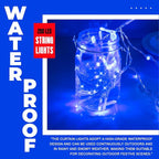 Curtain Light for Bedroom, 200LED 6.6x6.6ft Blue Window Wall Hanging Fairy Curtain String Light, 8 Modes Remote Fairy String Lights Indoor for Wedding Party Home Garden Decorations