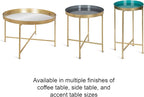 Kate and Laurel Celia Round Metal Foldable Accent Table with Tray Top, Black