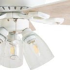 Prominence Home Glenmont, 52 Inch Farmhouse LED Ceiling Fan with Light, Pull Chain, Three Mounting Options, Dual Finish Blades, Reversible Motor - 50389-01 (Distressed White)