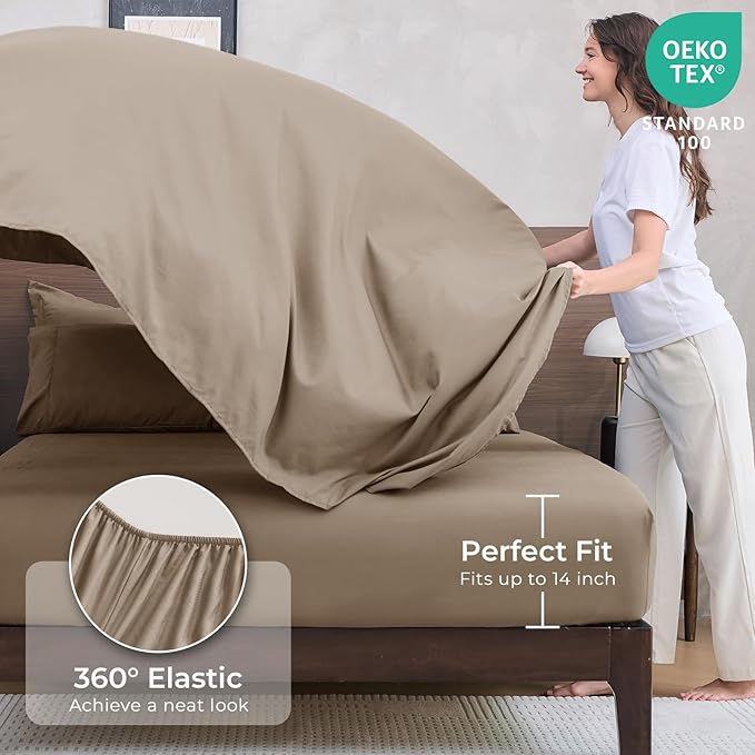 HEVUMYI Linen Queen Comforter Set - 7-Piece All Season Bed in a Bag Queen, Ultra Soft Bedding Set with Comforter, Flat Sheet, Fitted Sheet, Pillowcases, Pillow Shams