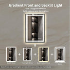 LED Mirror for Bathroom, 24x36 Inch Black Framed Gradient Front and Backlit LED Bathroom Mirror, 3 Colors Dimmable CRI>90, IP54 Enhanced Anti-Fog Bathroom Mirror with Lights