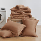 Love's cabin Full Comforter Set Mocha Mousse, 7 Pieces Full Bed in a Bag, All Season Bedding Sets with 1 Comforter, 1 Flat Sheet, 1 Fitted Sheet, 2 Pillowcase and 2 Pillow Sham
