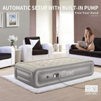 InnoTruth Raised Air Mattress with Built-in Pump, Elevated Inflatable Mattress with Carrying Bag for Home and Camping, Twin Size Blow Up Bed, Gray, Twin (78"x40"x18")