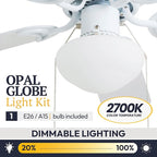 Prominence Home Alvina Traditional 42 Inch Ceiling Fan with Light, LED Flush Mount Ceiling Fan, Indoor Fan with 5 Blades, White and Gray Oak Blade Finish Options, White (80092-01)