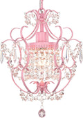 Pink Chandelier for Bedroom, 90% Pre-Assembled 1 Light Small Crystal Chandelier, Mini Acrylic Crystal Ceiling Light Fixture Charming for Girls Room, Closet, Bathroom, Entryway, Dining Room