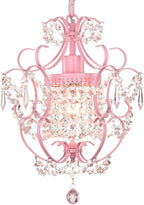 Pink Chandelier for Bedroom, 90% Pre-Assembled 1 Light Small Crystal Chandelier, Mini Acrylic Crystal Ceiling Light Fixture Charming for Girls Room, Closet, Bathroom, Entryway, Dining Room