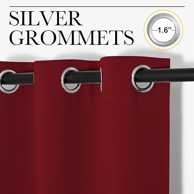 NICETOWN Burgundy Red Blackout Drapes - Window Treatment Light Blocking Privacy Curtain Panels for Christmas Window Decoration (Set of 2, 42 inches by 95-inch)