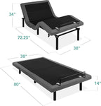 Best Choice Products Ergonomic Twin XL Size Adjustable Bed Frame, Electric Base w/Wireless Remote Control, Nightlight, Massager, 2 USB Ports