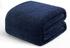 Exclusivo Mezcla Fleece Bed Blanket King Size, Super Soft and Warm Blankets for Couch, Sofa and Bed Waffle Textured, Cozy, Fuzzy and Lightweight (Navy Blue, 90x104 Inches)
